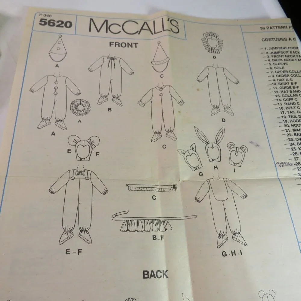 McCalls 5620 Clothing pattern Costumes size 4 Halloween, Easter, Christmas
